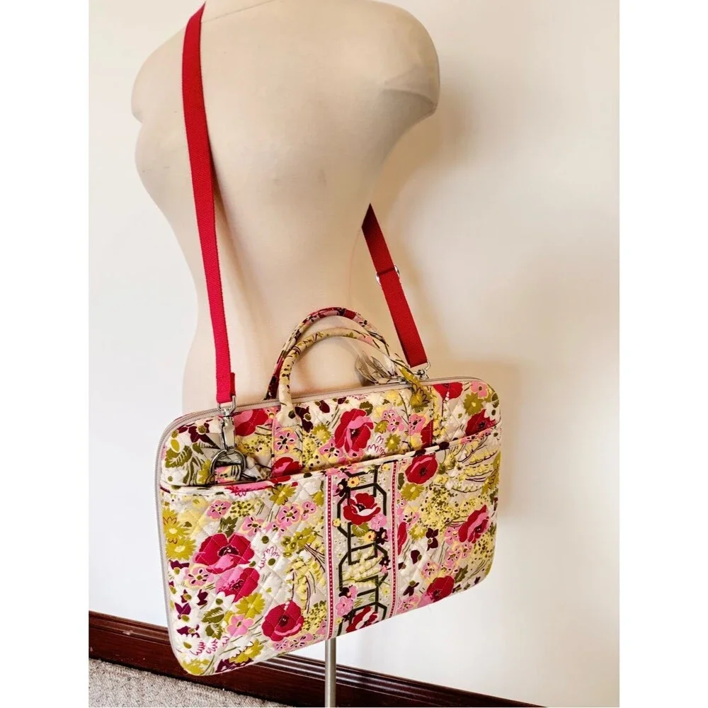 Vera Bradley English Rose Quilted Laptop Messenger Bag in Make Me Blush